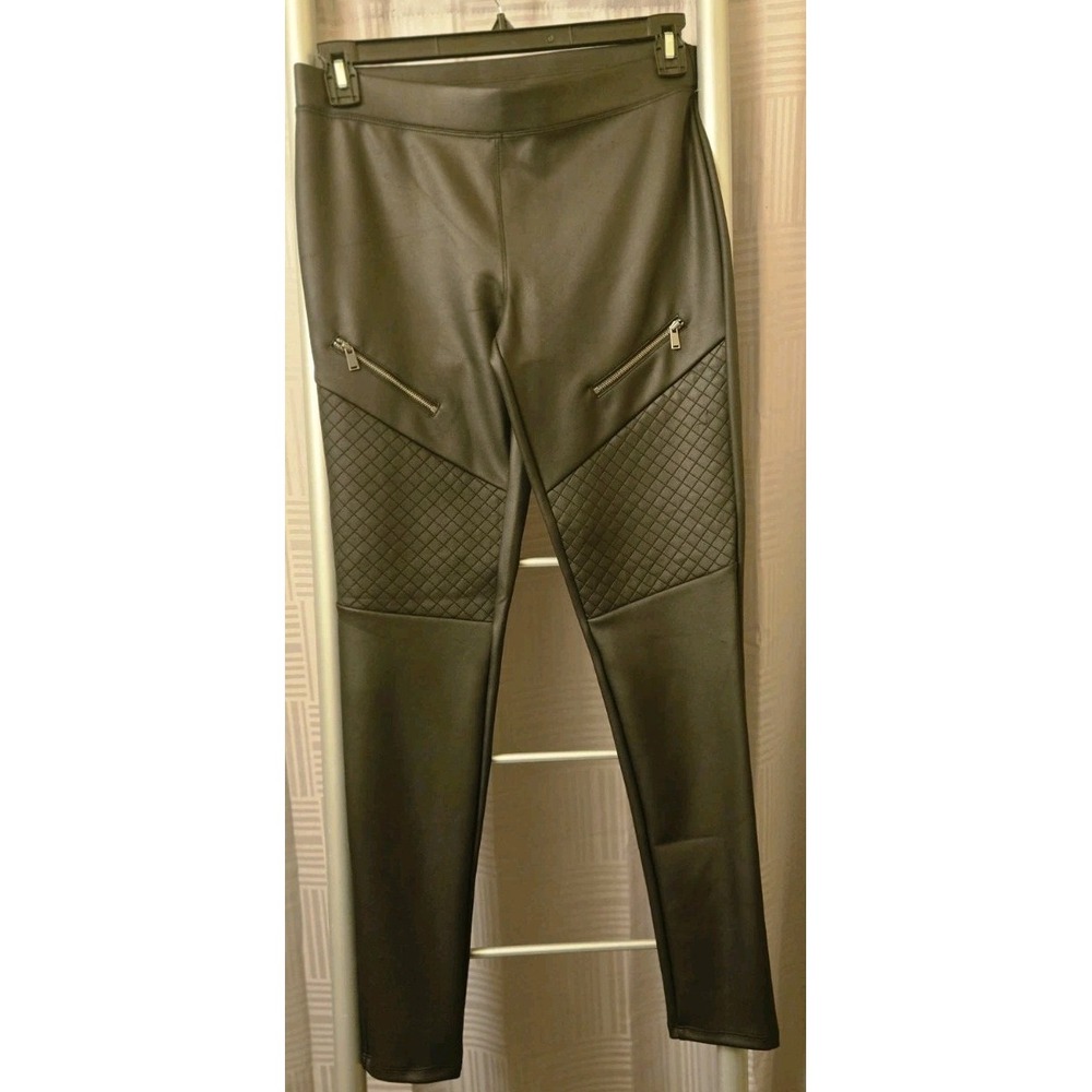 Express Women's Size M Solid Black Mid Rise Tapered Leg Ankle Pants Legging